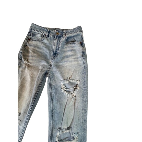 American Eagle Jeans Women 2 High Rise Distressed Mom Straight Stretch (W26 L25) - Picture 8 of 14